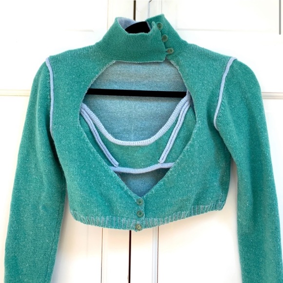 Danielle Guizio Cut Out Cardigan and Exposed Seam Bra Set - Picture 3 of 8